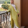 Hooded Satin Cardigan - Yellow