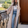 Hooded Satin Cardigan - Beige