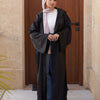Hooded Satin Cardigan - Black