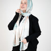 Printed Satin Scarf - Mint Green - Ivory