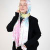 Printed Satin Scarf - Pink - White