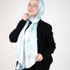 Printed Satin Scarf - Ice Blue