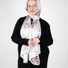 Printed Satin Scarf - Light Beige - Light purple