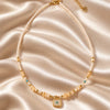 Pearl Charm Necklace - Gold / White / Blue