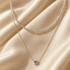 Layered Beaded Necklace - Silver