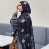 Printed Fluffy Scarf - Black - Brown - Gold