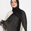 Elite Linen Scarf - Black - Gold - Silver Lines