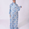 Printed Satin Isdal - Baby Blue - White