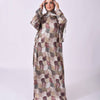 Printed Satin Isdal - Burgundy - Beige