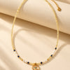 Beaded Charm Necklace - Yellow / White / Gold / Blue