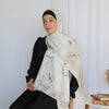 Printed Satin Scarf - Ivory Marble Print