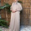 Printed Satin Isdal - Soft Beige Floral