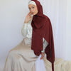 Plain Wide Satin Scarf - Dark Red
