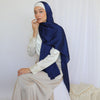 Plain Wide Satin Scarf - Dark Blue