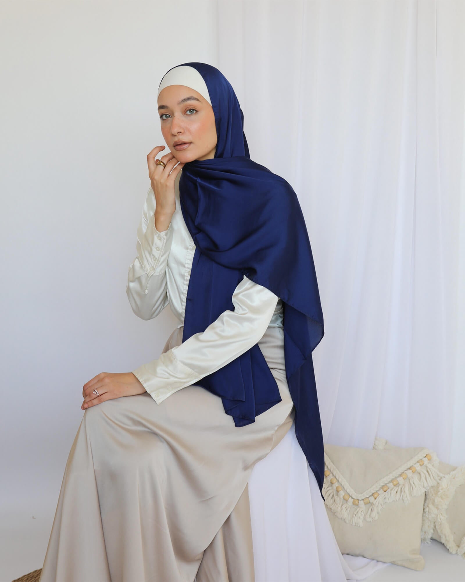 Tie Shop | Plain Wide Satin Scarf |طرحة ستان ساده - ايشارب ستان