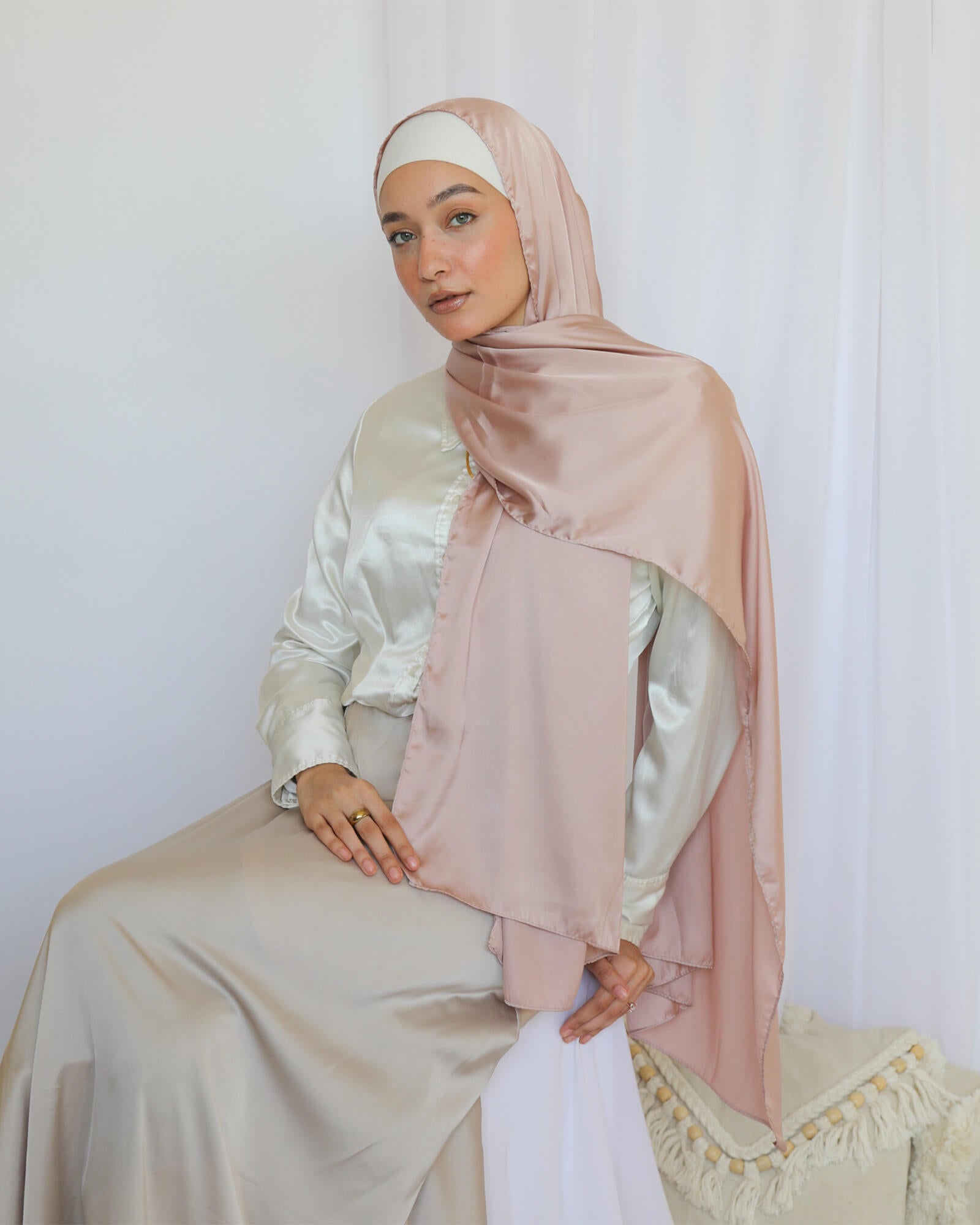 Tie Shop | Plain Wide Satin Scarf |طرحة ستان ساده - ايشارب ستان