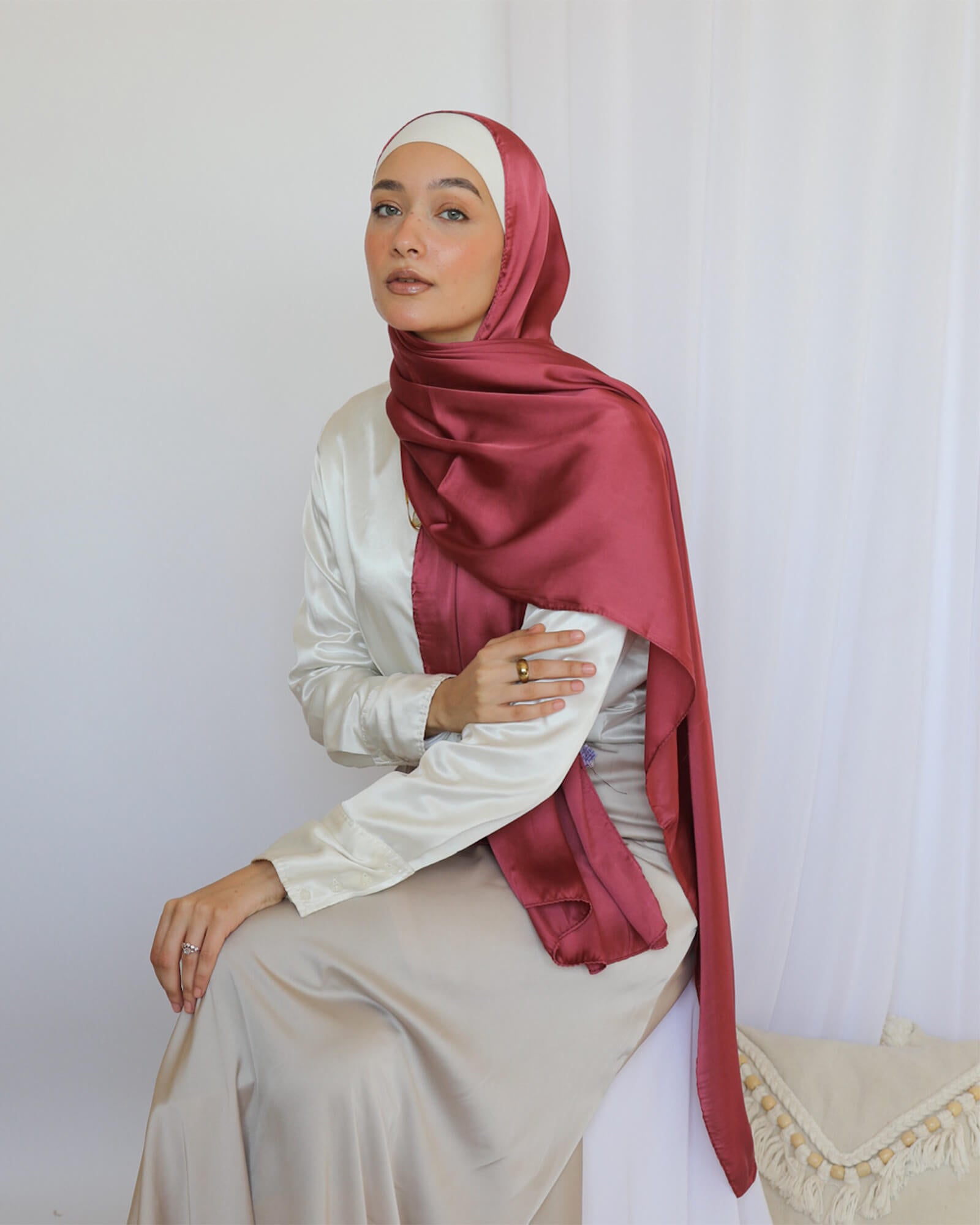 Tie Shop | Plain Wide Satin Scarf |طرحة ستان ساده - ايشارب ستان