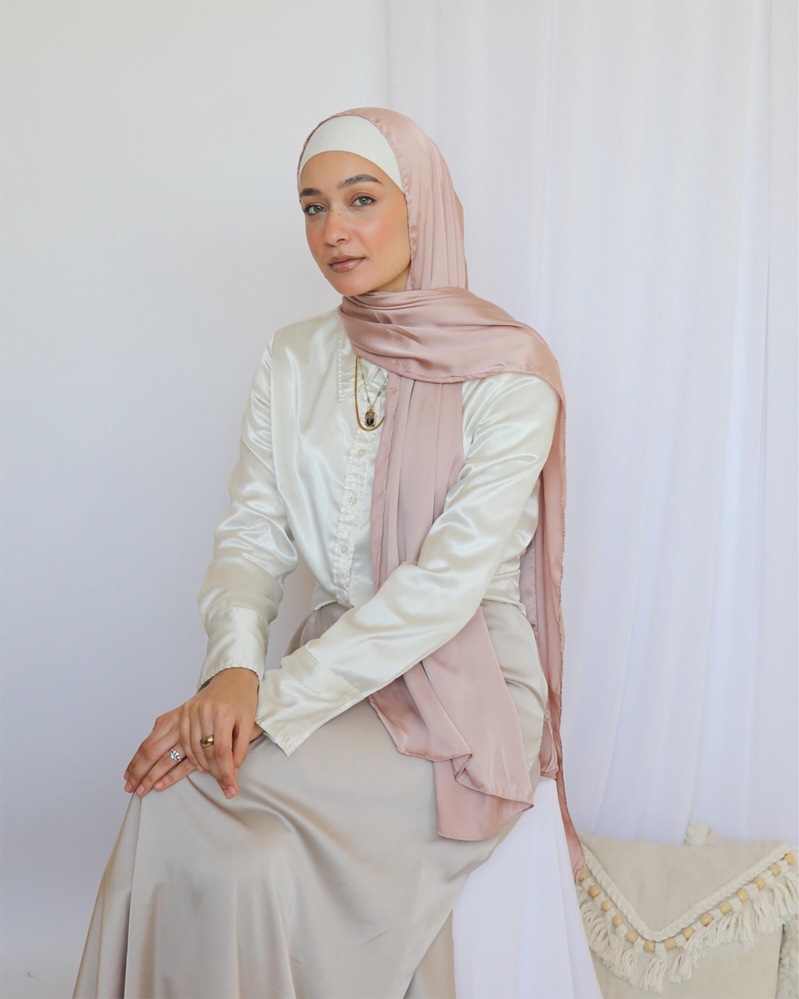 Tie Shop | Plain Wide Satin Scarf |طرحة ستان ساده - ايشارب ستان