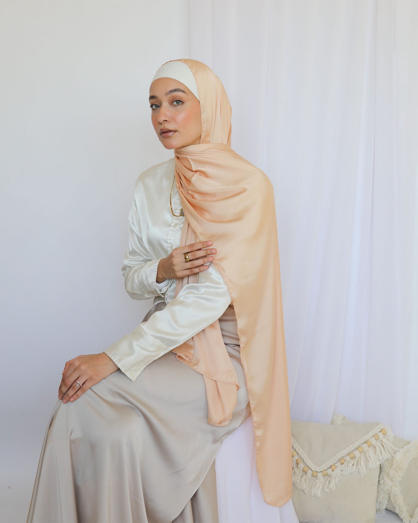 Tie Shop | Plain Wide Satin Scarf |طرحة ستان ساده - ايشارب ستان