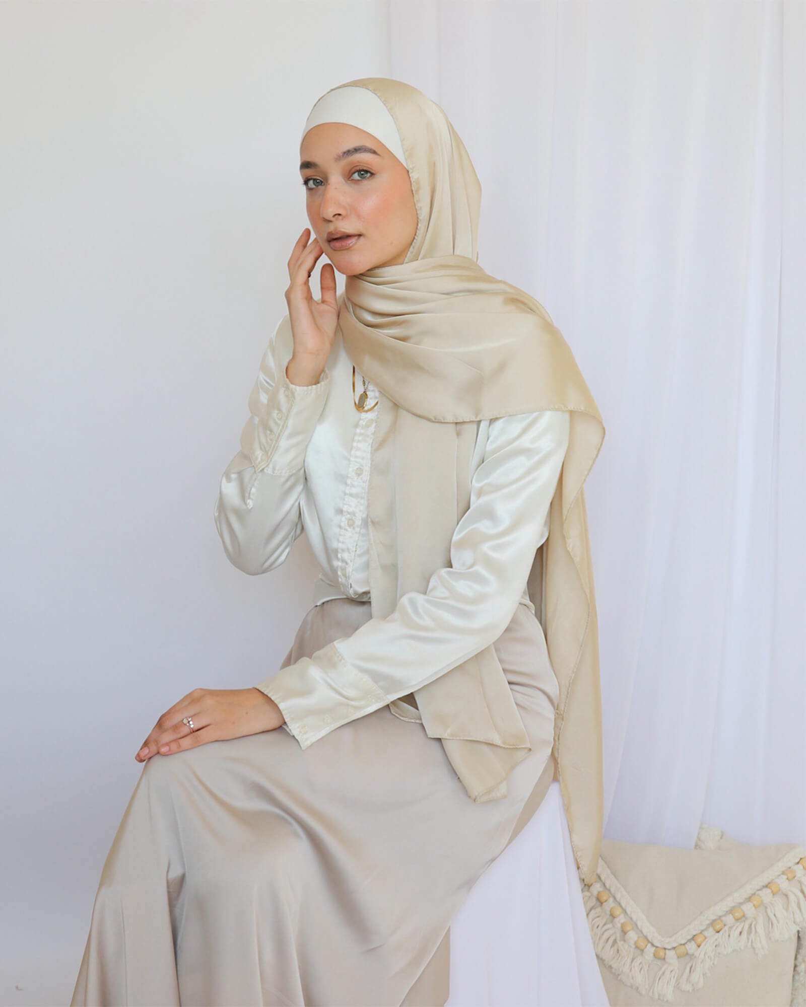 Tie Shop | Plain Wide Satin Scarf |طرحة ستان ساده - ايشارب ستان