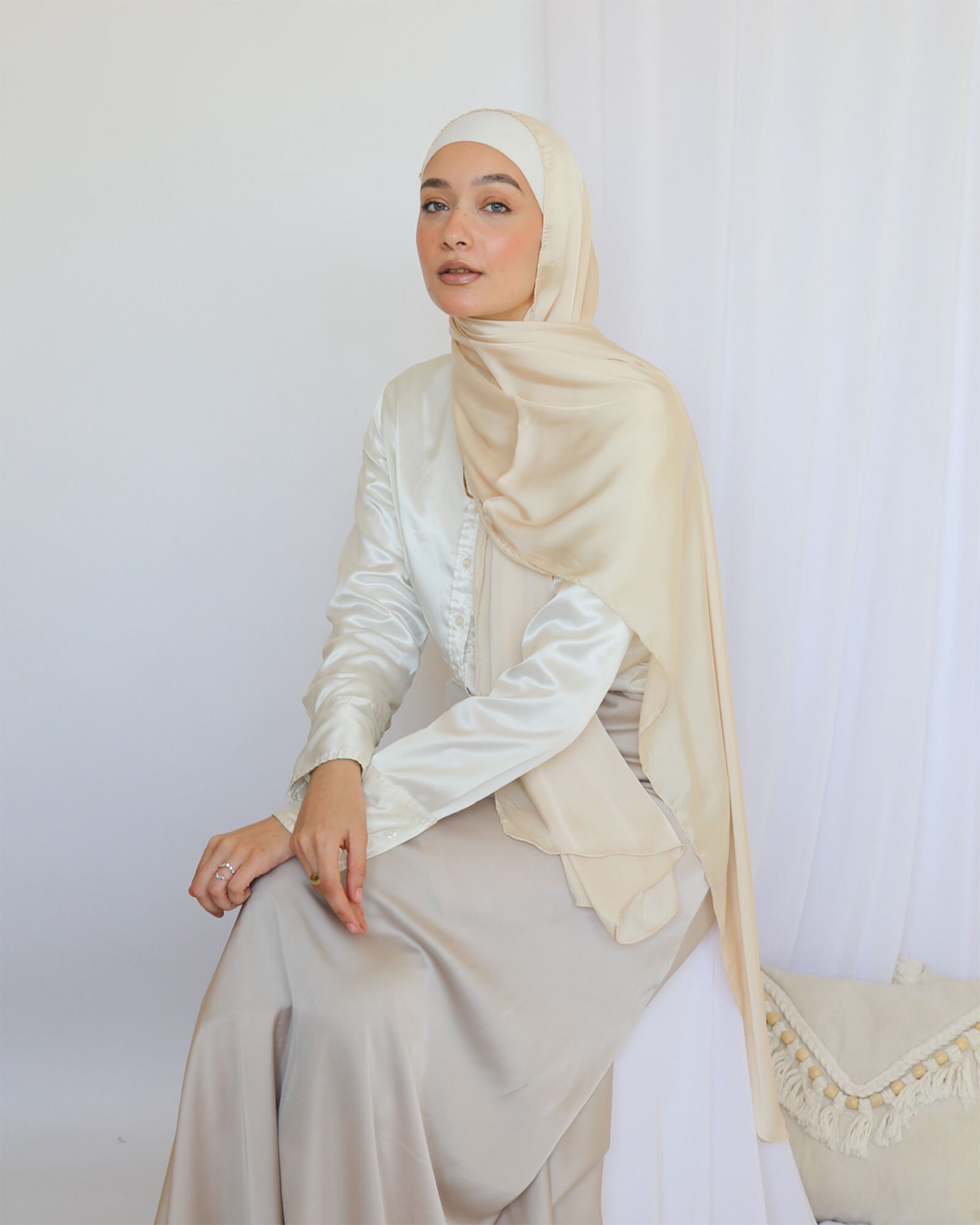 Tie Shop | Plain Wide Satin Scarf |طرحة ستان ساده - ايشارب ستان