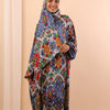 Printed Satin Isdal - Orange - Blue