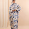 Printed Satin Isdal - Off White - Blue