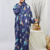 Printed Satin Isdal - Blue - White