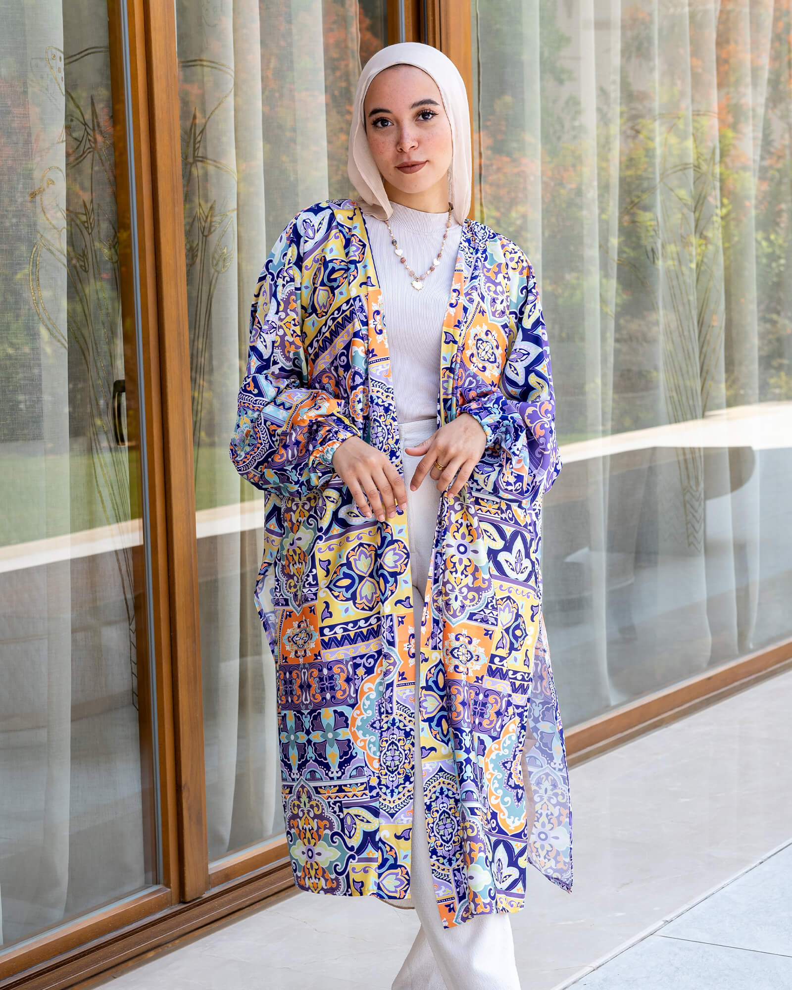 Printed Satin Kimono
