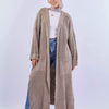 Hooded Wool Cardigan - Dark Beige