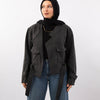 Crop Notched Jacket - Dark Grey