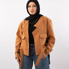 Crop Notched Jacket - Camel