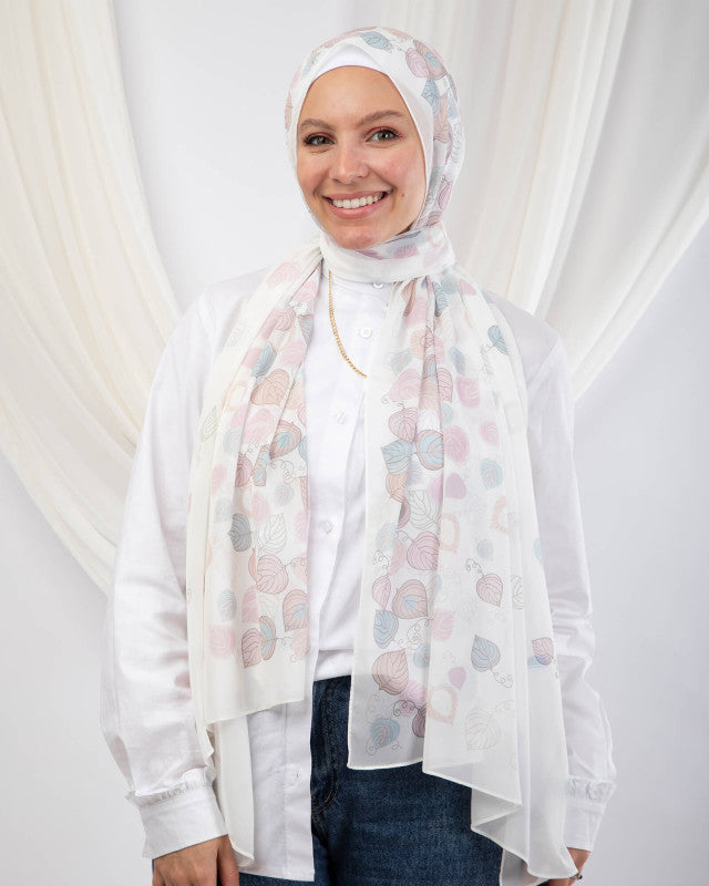 Tie Shop | Autumn Leaves	Chi-Chi Chiffon/Crepe scarf طرحة شيفون - ايشارب شيفون
