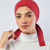 Cotton Bonnet With Ribbon - Dark Red