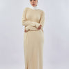 Ribbed Basic Dress - Beige