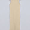 Ribbed Sleeveless Basic Dress - Beige