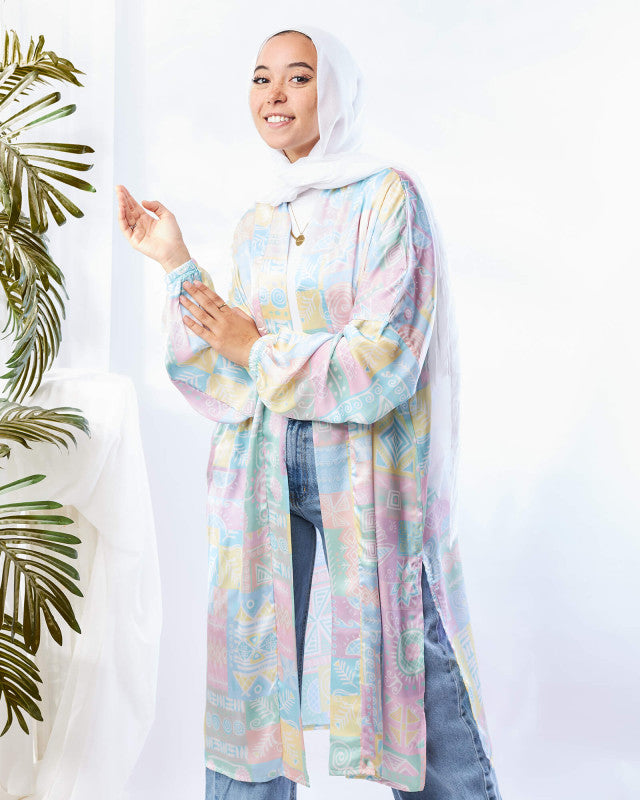 Printed Satin Kimono