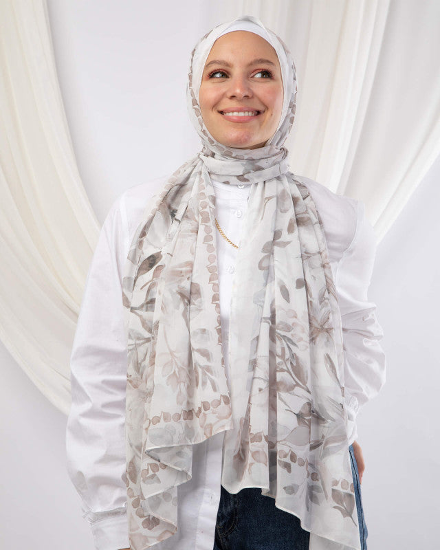 Tie Shop | Porcelain Dahlia طرحة شيفون - ايشارب شيفون