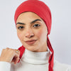 Cotton Bonnet With Ribbon - Red