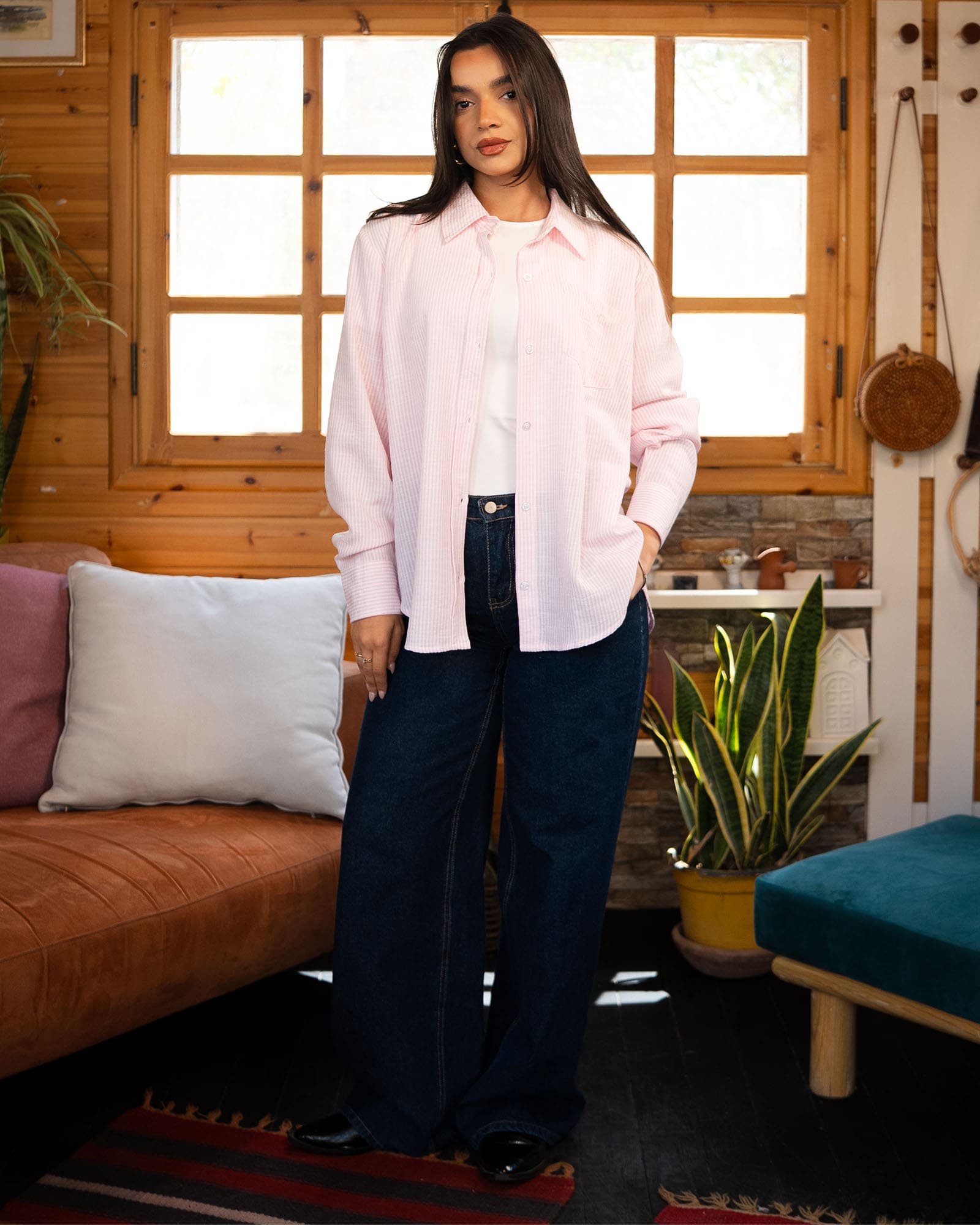 Tie Shop | Linova Shirt – Striped Modest Casual Shirt