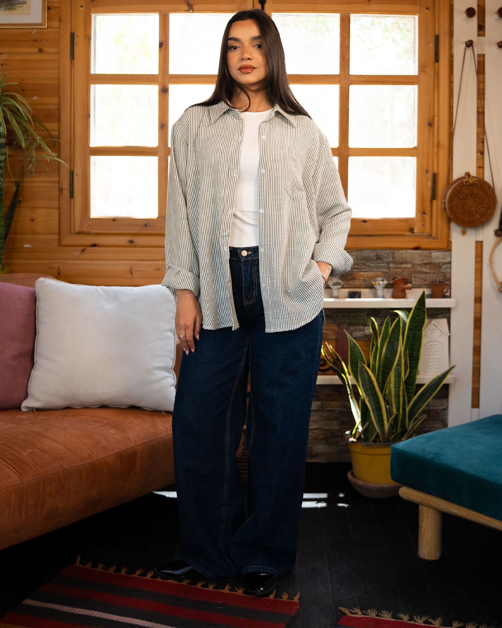 Tie Shop | Linova Shirt – Striped Modest Casual Shirt