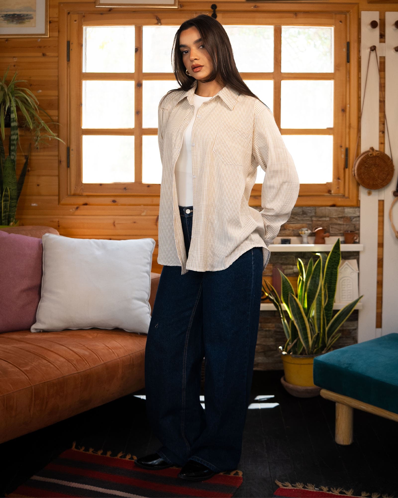 Tie Shop | Linova Shirt – Striped Modest Casual Shirt