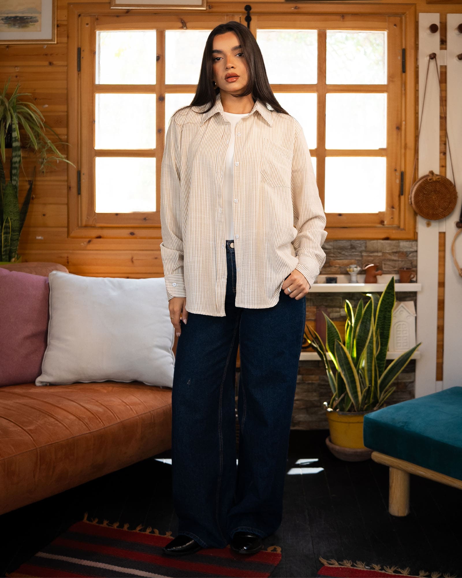 Tie Shop | Linova Shirt – Striped Modest Casual Shirt