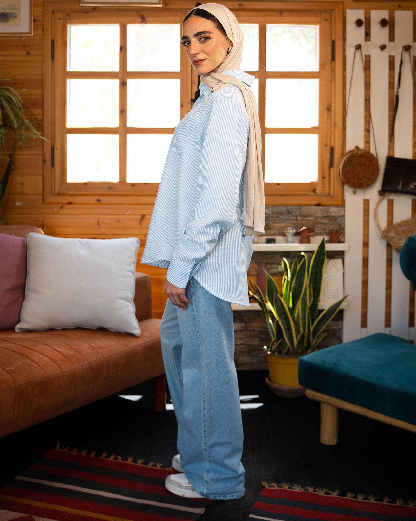 Tie Shop | Linova Shirt – Striped Modest Casual Shirt