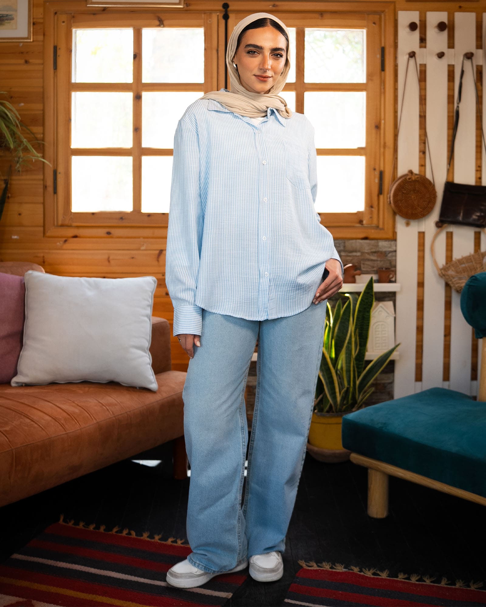 Tie Shop | Linova Shirt – Striped Modest Casual Shirt