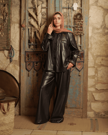 Tie Shop | Luna Leather Shirt | Elegant Leather Overshirt