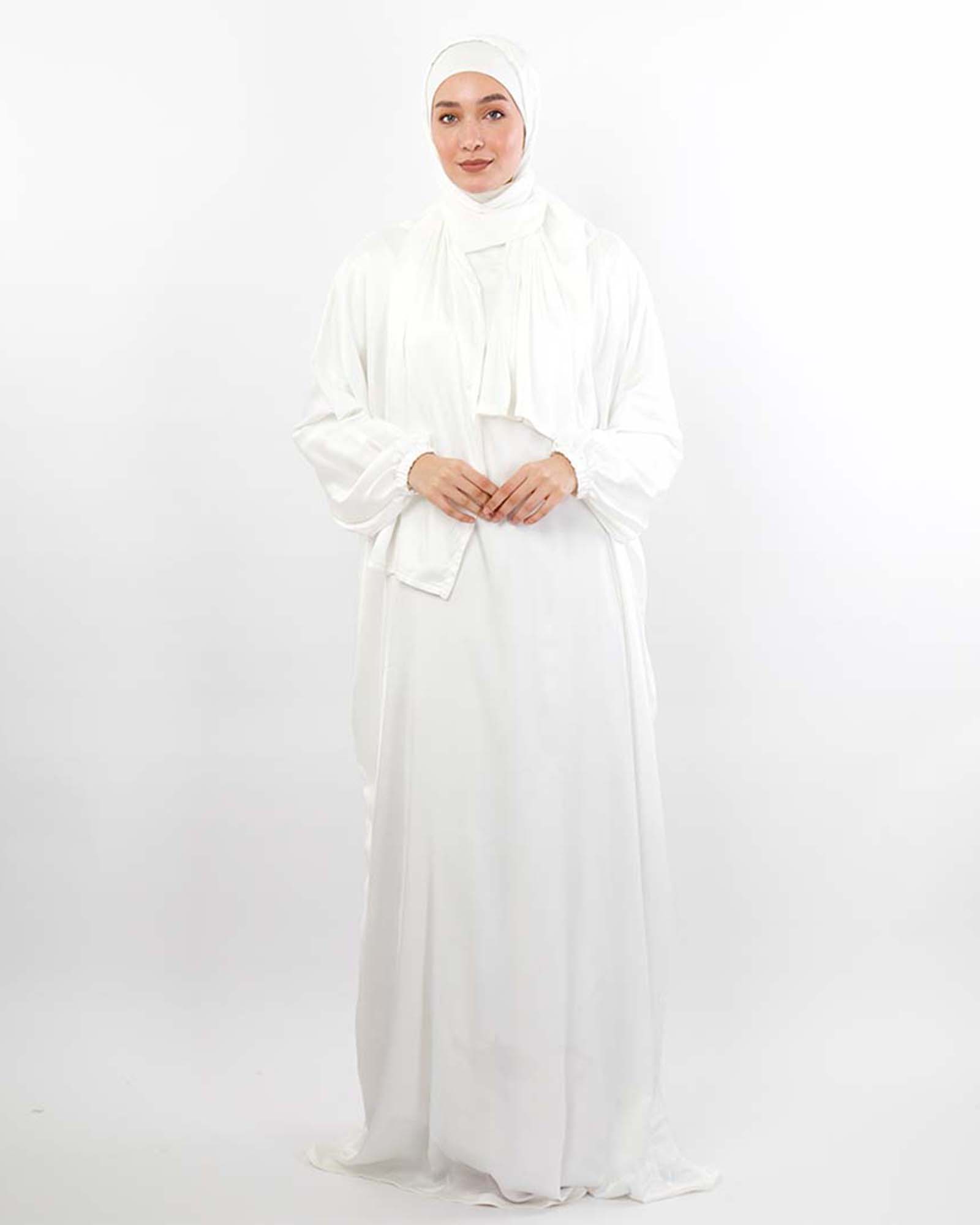 Plain Satin Isdal, اسدال ستان, Off White,اسدالات رمضان Tie Shop