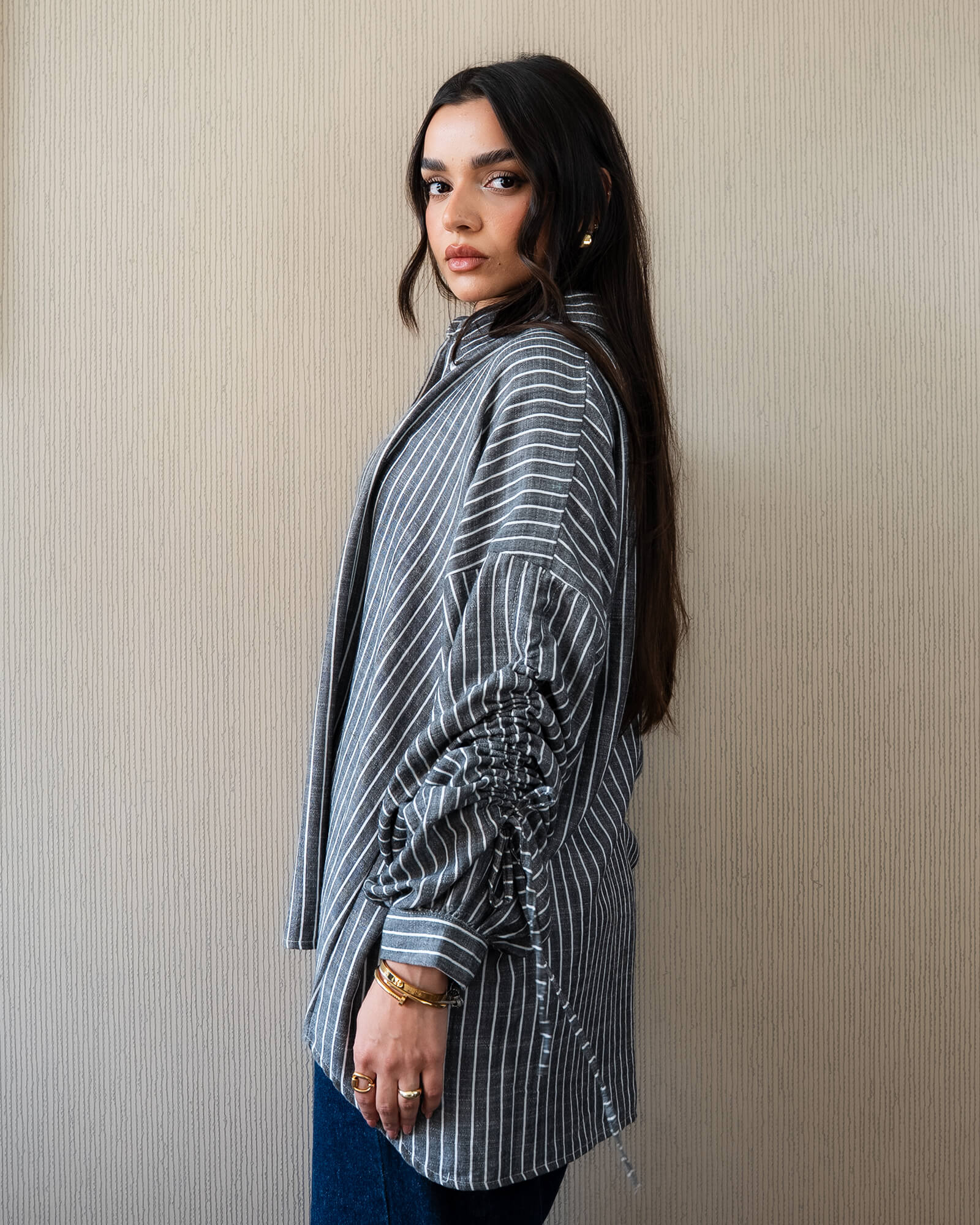 Tie Shop | Lama Shirt – Striped Modest Casual Shirt