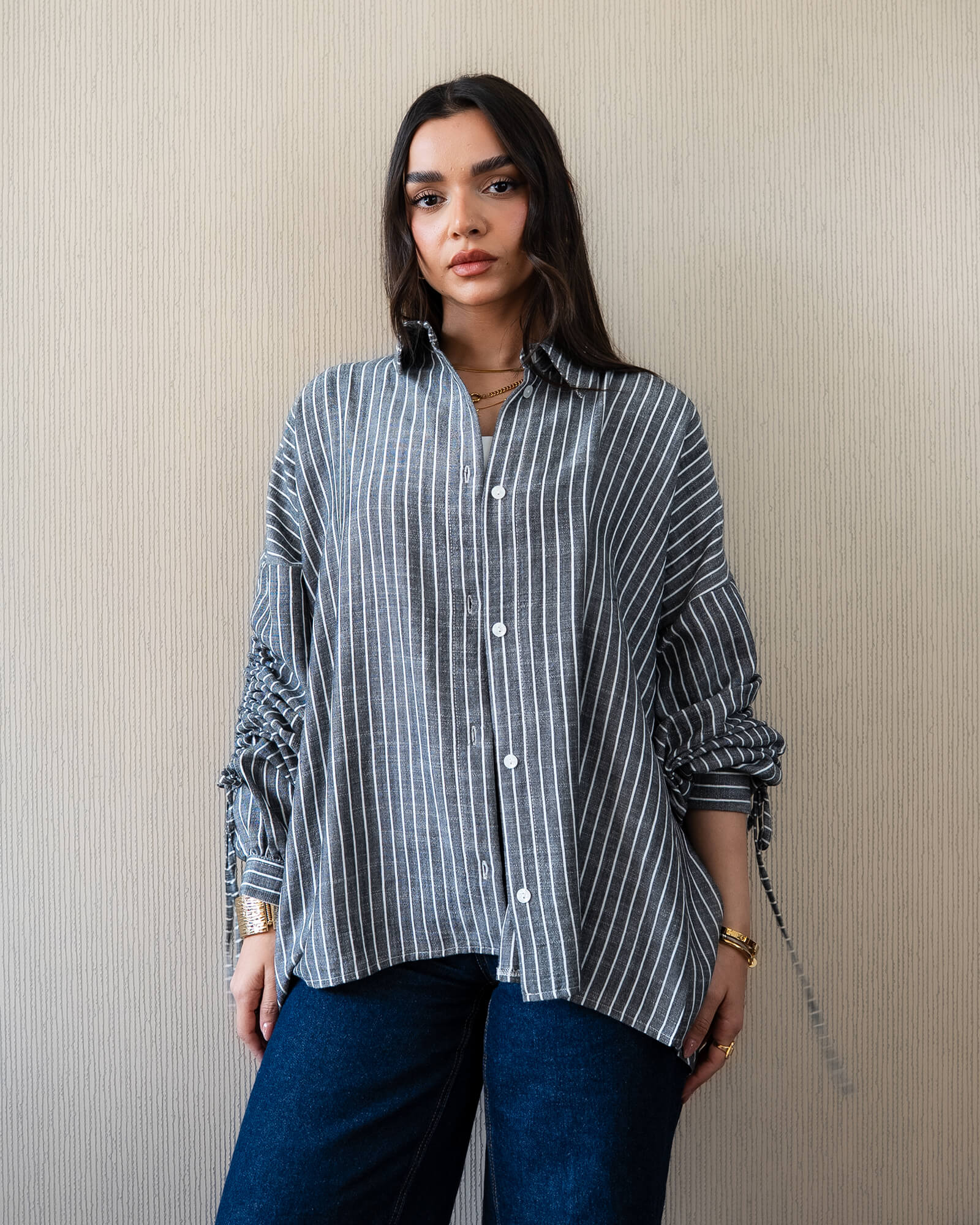 Tie Shop | Lama Shirt – Striped Modest Casual Shirt