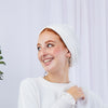 Crinkled Turban With Ribbon - Off- White